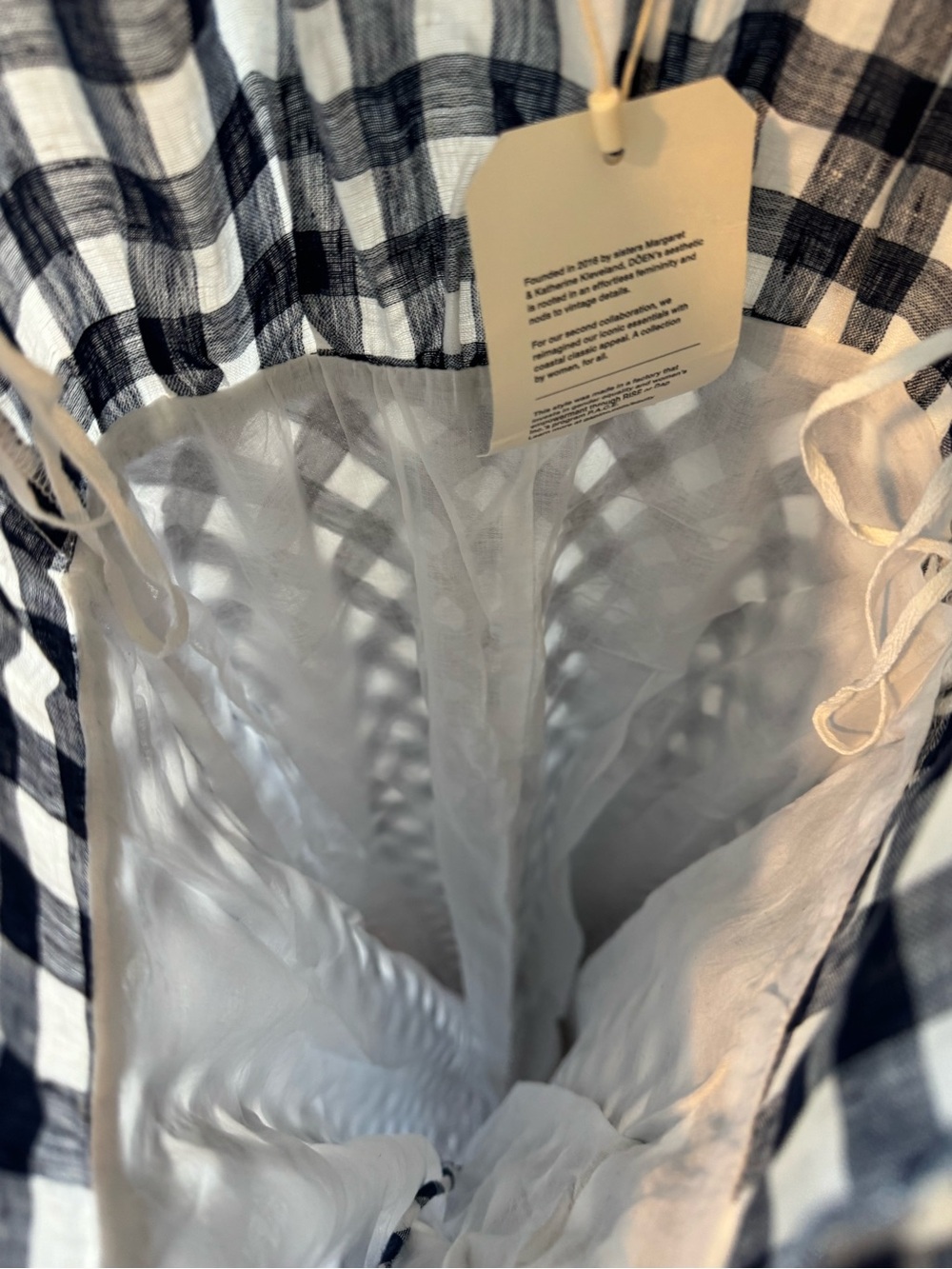 GAP x DÔEN 100% Linen Gingham Midi Dress (Navy) NWT - Picture 7 of 8